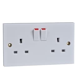 White Moulded and Metal Plate Switches and Electrical Sockets