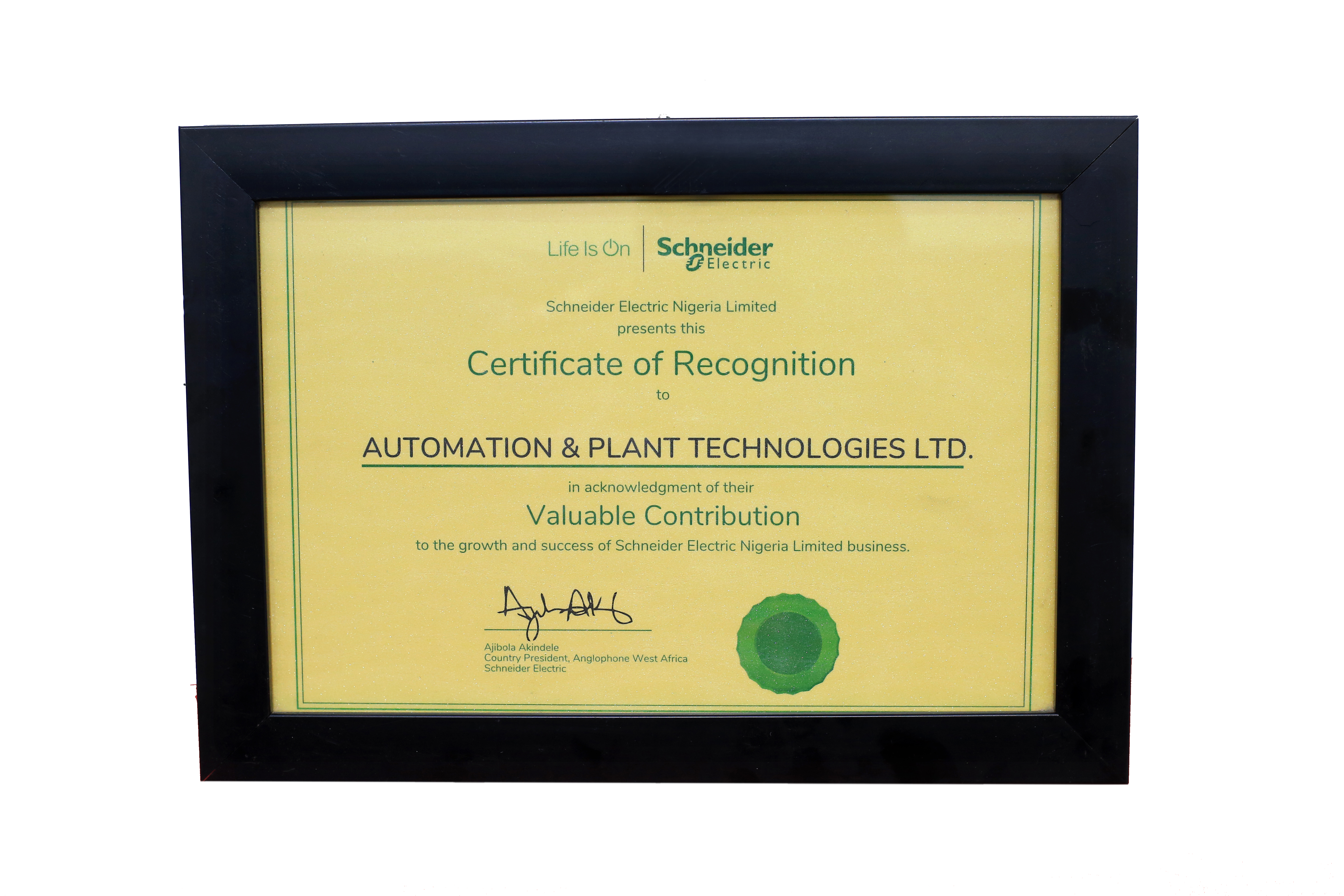 Certificate of Recognition