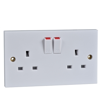 White Moulded and Metal Plate Switches and Electrical Sockets